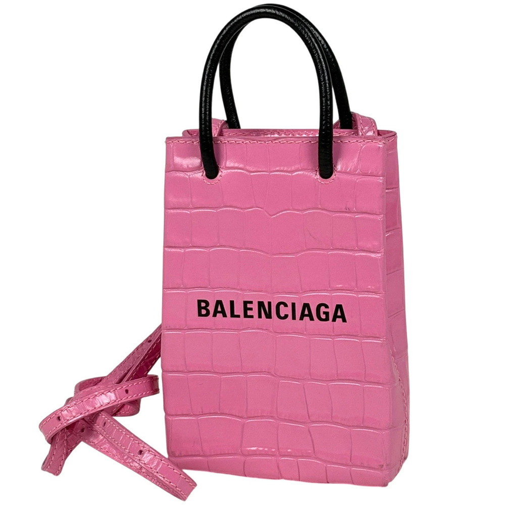 Balenciaga Shopping Phone Holder Bag Smartphone Case Crossbody Shoulder Pink